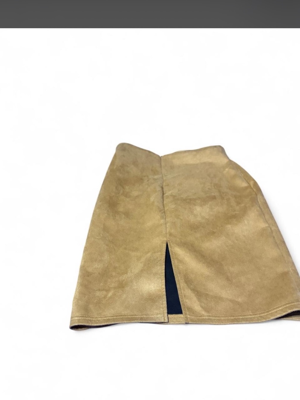 Women's Tan Suede Mini Skirt with Front Slit